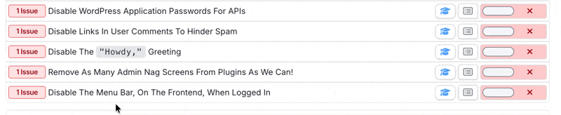 Toggling the "Disable The Menu Bar, On The Frontend, When Logged In" option in the mySites.guru snapshot dashboard