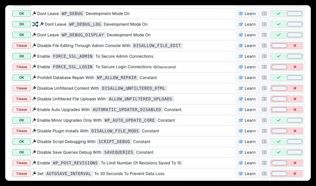 constants on one WordPress site
