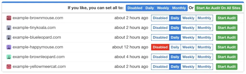 Screenshot of mySites.guru feature