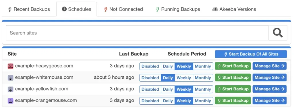 Screenshot of mySites.guru feature