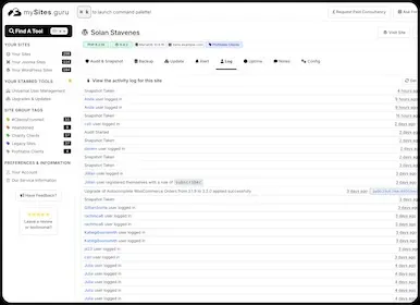 Site's User Activity Log
