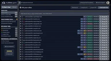 Dark Mode Example - Sites Page