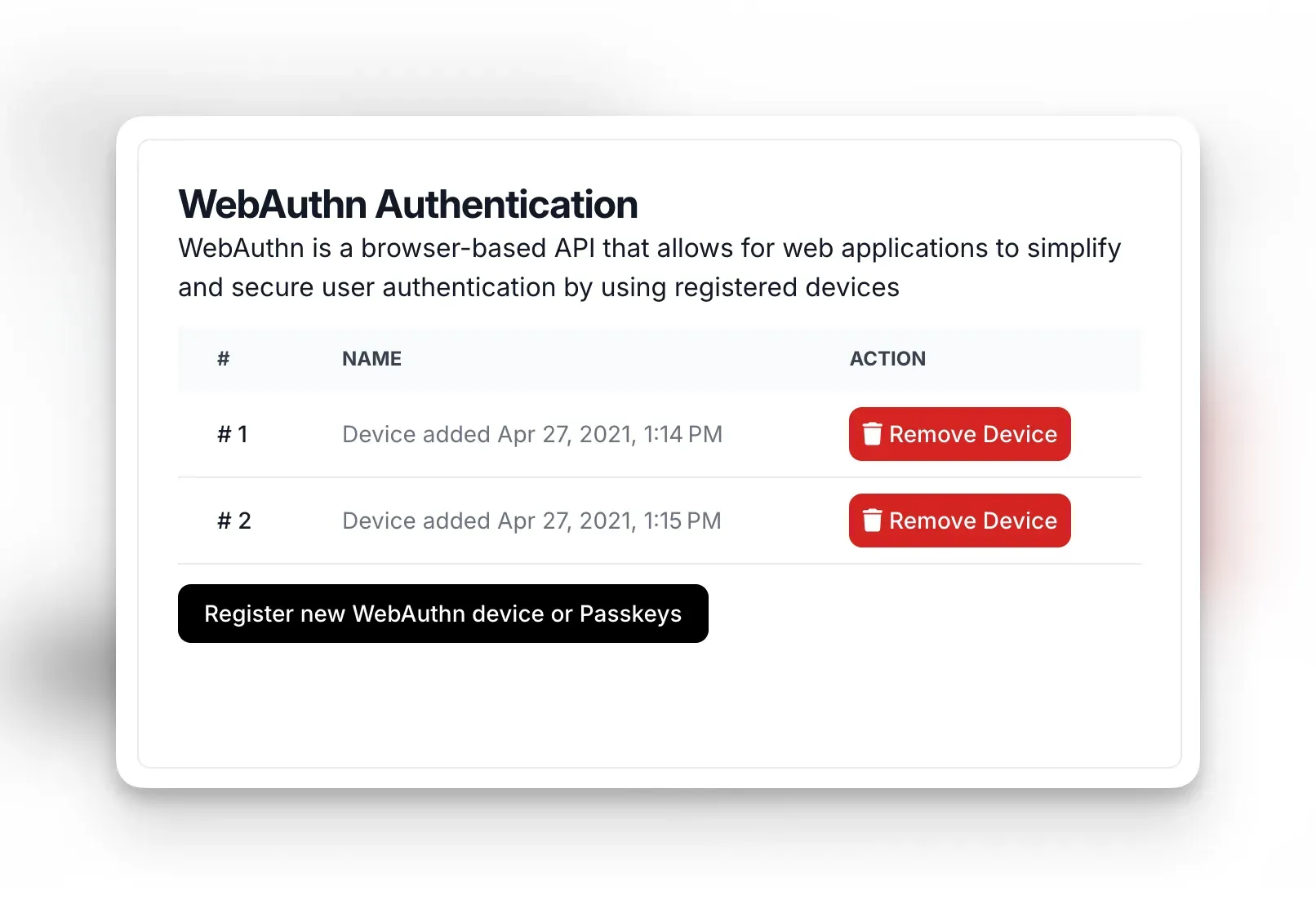 Passkey registration in mySites.guru