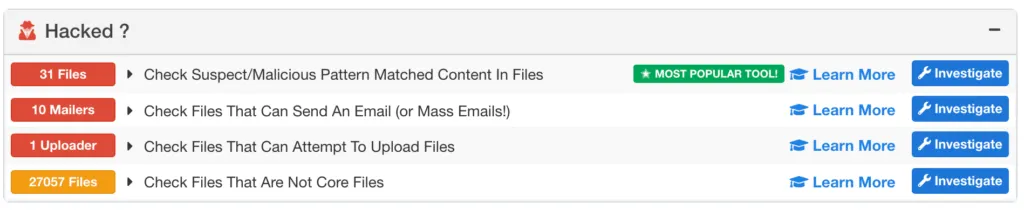 Screenshot of mySites.guru feature