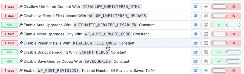 Toggling DISALLOW_FILE_MODS on and off in mySites.guru