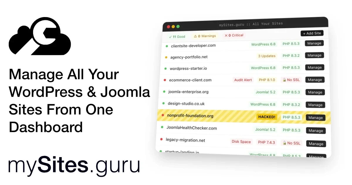 Screenshot of mysites.guru